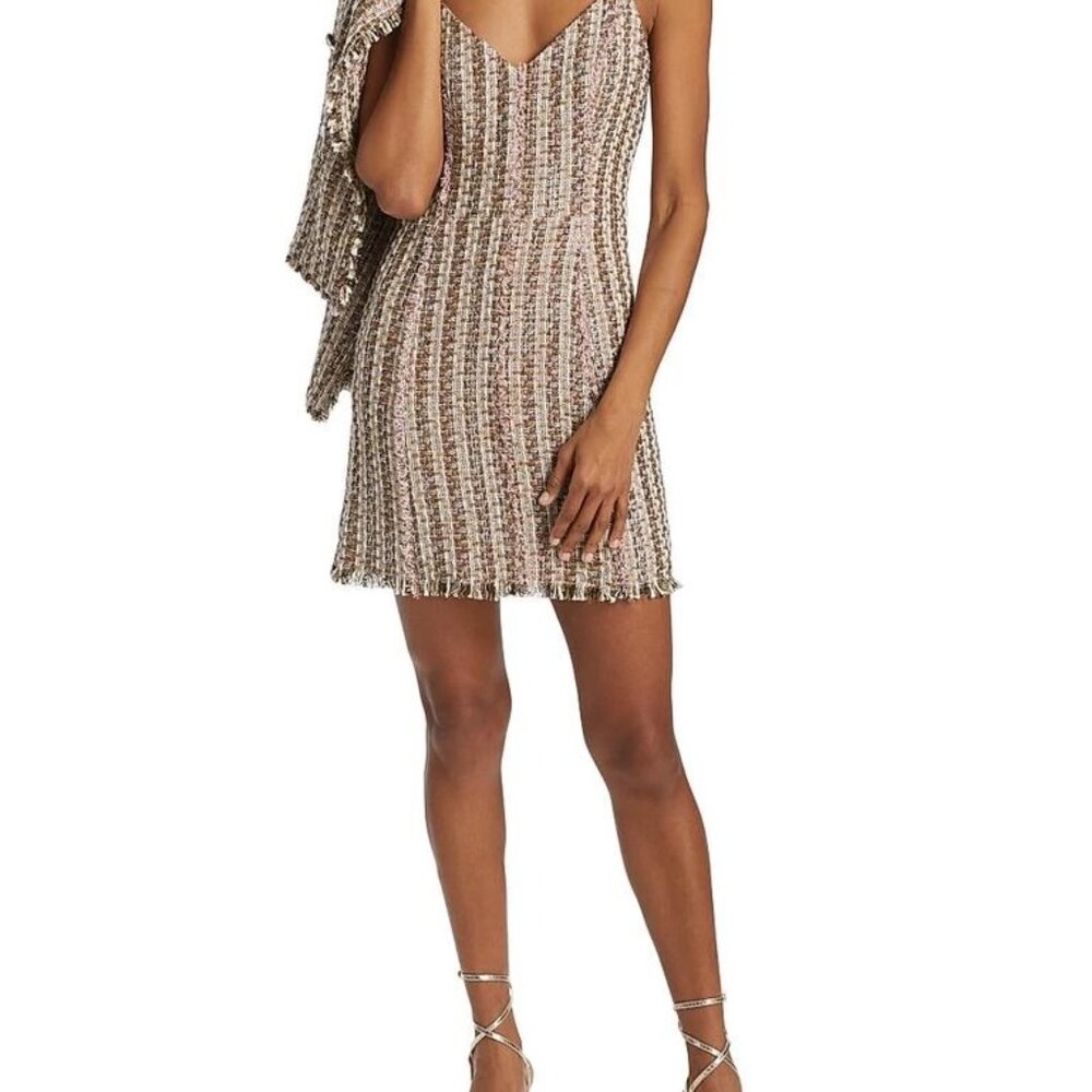 Ramy Brook Reese Tweed Pink and Metallic Mini Dress Size 4